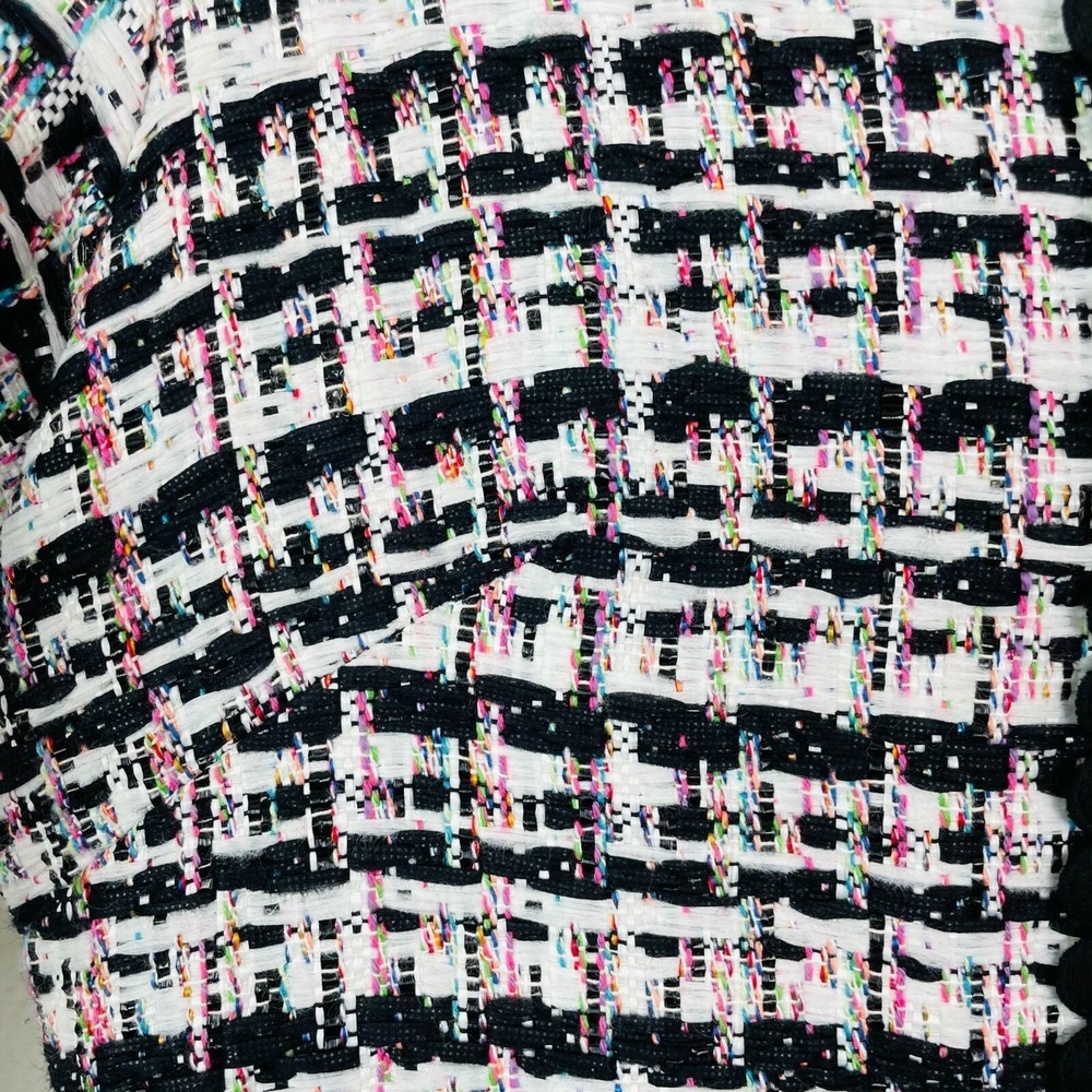Sara Campbell Sheath Black‎ and White Tweed Dress with Color Specks Throughout - Picture 6 of 7